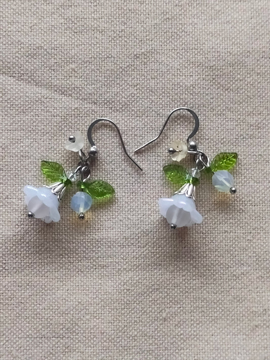 Kukka korvikset juhla valkoiset