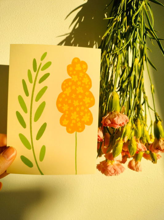 Kukka kortti oranssi keltainen