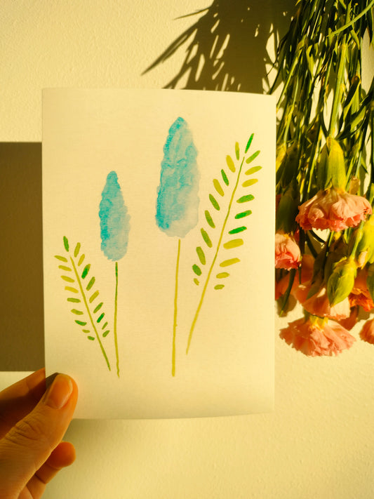 Kukka kortti sininen